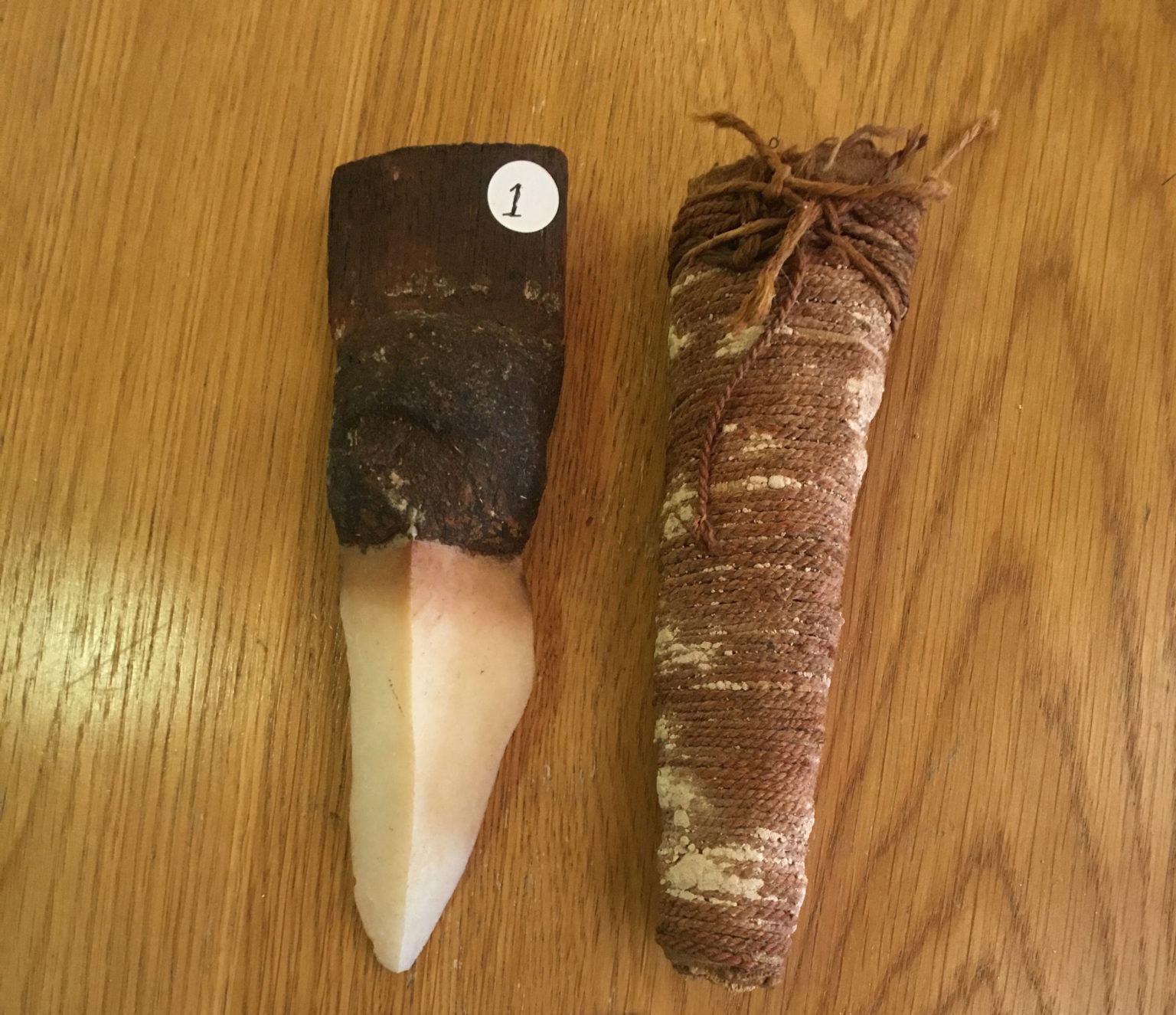 Large Wood + Bifaced Quartzite Sheath Knife Bush String + Paperbark